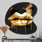 Gold Lips Of Luxury II - Asymmetric Metal Wall Art