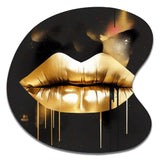 Gold Lips Of Luxury II - Asymmetric Metal Wall Art