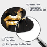 Gold Lips Of Luxury II - Asymmetric Metal Wall Art