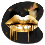 Gold Lips Of Luxury II - Asymmetric Metal Wall Art