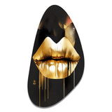 Gold Lips Of Luxury II - Asymmetric Metal Wall Art