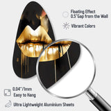 Gold Lips Of Luxury II - Asymmetric Metal Wall Art