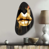 Gold Lips Of Luxury II - Asymmetric Metal Wall Art