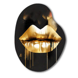 Gold Lips Of Luxury II - Asymmetric Metal Wall Art