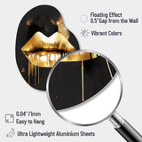 Gold Lips Of Luxury II - Asymmetric Metal Wall Art