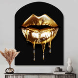 Gold Lips Of Luxury V - Asymmetric Metal Wall Art