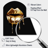 Gold Lips Of Luxury V - Asymmetric Metal Wall Art