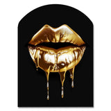 Gold Lips Of Luxury V - Asymmetric Metal Wall Art