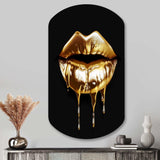 Gold Lips Of Luxury V - Asymmetric Metal Wall Art