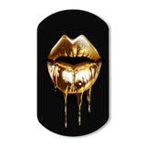 Gold Lips Of Luxury V - Asymmetric Metal Wall Art