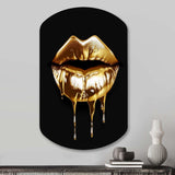 Gold Lips Of Luxury V - Asymmetric Metal Wall Art