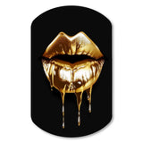 Gold Lips Of Luxury V - Asymmetric Metal Wall Art