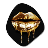 Gold Lips Of Luxury V - Asymmetric Metal Wall Art