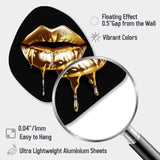 Gold Lips Of Luxury V - Asymmetric Metal Wall Art