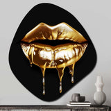 Gold Lips Of Luxury V - Asymmetric Metal Wall Art