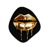 Gold Lips Of Luxury V - Asymmetric Metal Wall Art