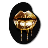 Gold Lips Of Luxury V - Asymmetric Metal Wall Art