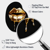 Gold Lips Of Luxury V - Asymmetric Metal Wall Art