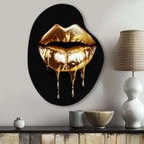 Gold Lips Of Luxury V - Asymmetric Metal Wall Art