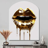 Gold Lips Of Luxury VI - Asymmetric Metal Wall Art