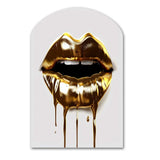 Gold Lips Of Luxury VI - Asymmetric Metal Wall Art