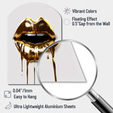 Gold Lips Of Luxury VI - Asymmetric Metal Wall Art