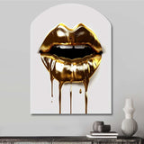 Gold Lips Of Luxury VI - Asymmetric Metal Wall Art