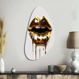 Gold Lips Of Luxury VI - Asymmetric Metal Wall Art