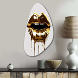 Gold Lips Of Luxury VI - Asymmetric Metal Wall Art