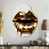 Gold Lips Of Luxury VI - Asymmetric Metal Wall Art