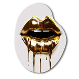 Gold Lips Of Luxury VI - Asymmetric Metal Wall Art