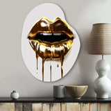 Gold Lips Of Luxury VI - Asymmetric Metal Wall Art