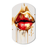 Golden Red Lips Of Luxury II - Asymmetric Metal Wall Art