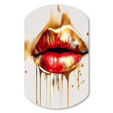 Golden Red Lips Of Luxury II - Asymmetric Metal Wall Art