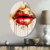 Golden Red Lips Of Luxury II - Asymmetric Metal Wall Art