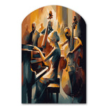 Female Jazz Performer And Band II - Asymmetric Metal Wall Art