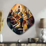 Female Jazz Performer And Band II - Asymmetric Metal Wall Art