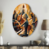 Female Jazz Performer And Band II - Asymmetric Metal Wall Art