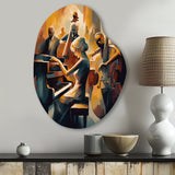 Female Jazz Performer And Band II - Asymmetric Metal Wall Art