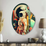 Astronaut And Vivid Shapes - Asymmetric Metal Wall Art