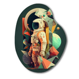 Astronaut And Vivid Shapes - Asymmetric Metal Wall Art