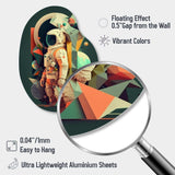 Astronaut And Vivid Shapes - Asymmetric Metal Wall Art