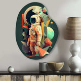 Astronaut And Vivid Shapes - Asymmetric Metal Wall Art