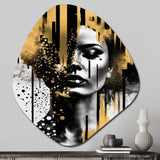 Golden Fluidity Of Womanhood II - Asymmetric Metal Wall Art