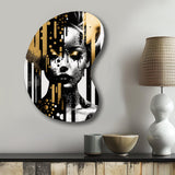 Golden Fluidity Of Womanhood IV - Asymmetric Metal Wall Art