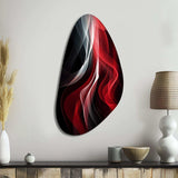 Red Black Contemplative Abstraction VI - Asymmetric Metal Wall Art