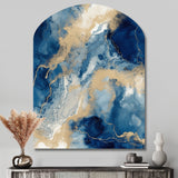 Blue And White Abstracted Liquid Art III - Asymmetric Metal Wall Art