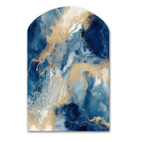 Blue And White Abstracted Liquid Art III - Asymmetric Metal Wall Art