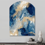 Blue And White Abstracted Liquid Art III - Asymmetric Metal Wall Art