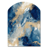 Blue And White Abstracted Liquid Art III - Asymmetric Metal Wall Art